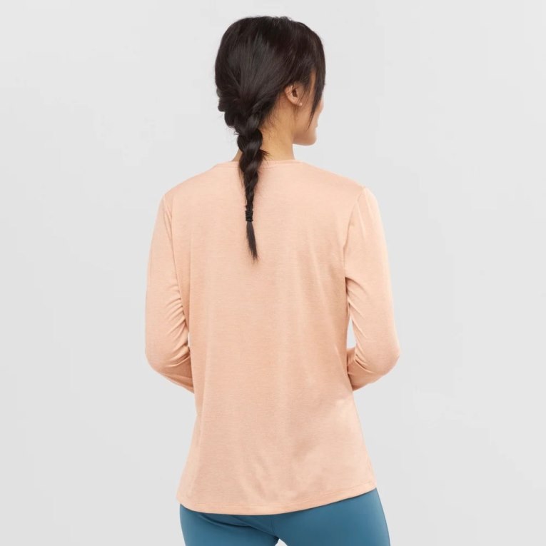 Salomon Agile Long Sleeve Women's T-Shirts Apricot | CA 4V23